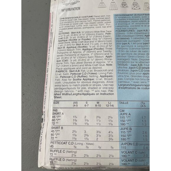 Butterick 4113 Girls Poodle Skirt Costume Pattern All Sizes Included Vintage CUT - Picture 5 of 7